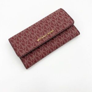 Michael Kors Oxblood Signature Trifold Wallet